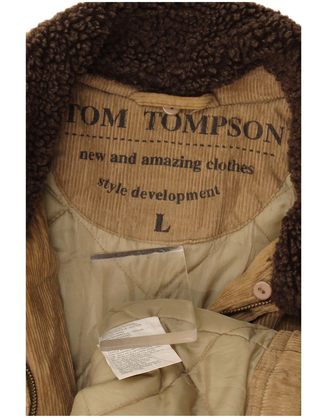 Tom Tompson Herren Cordjacke UK 40 Large Beige Baumwolle