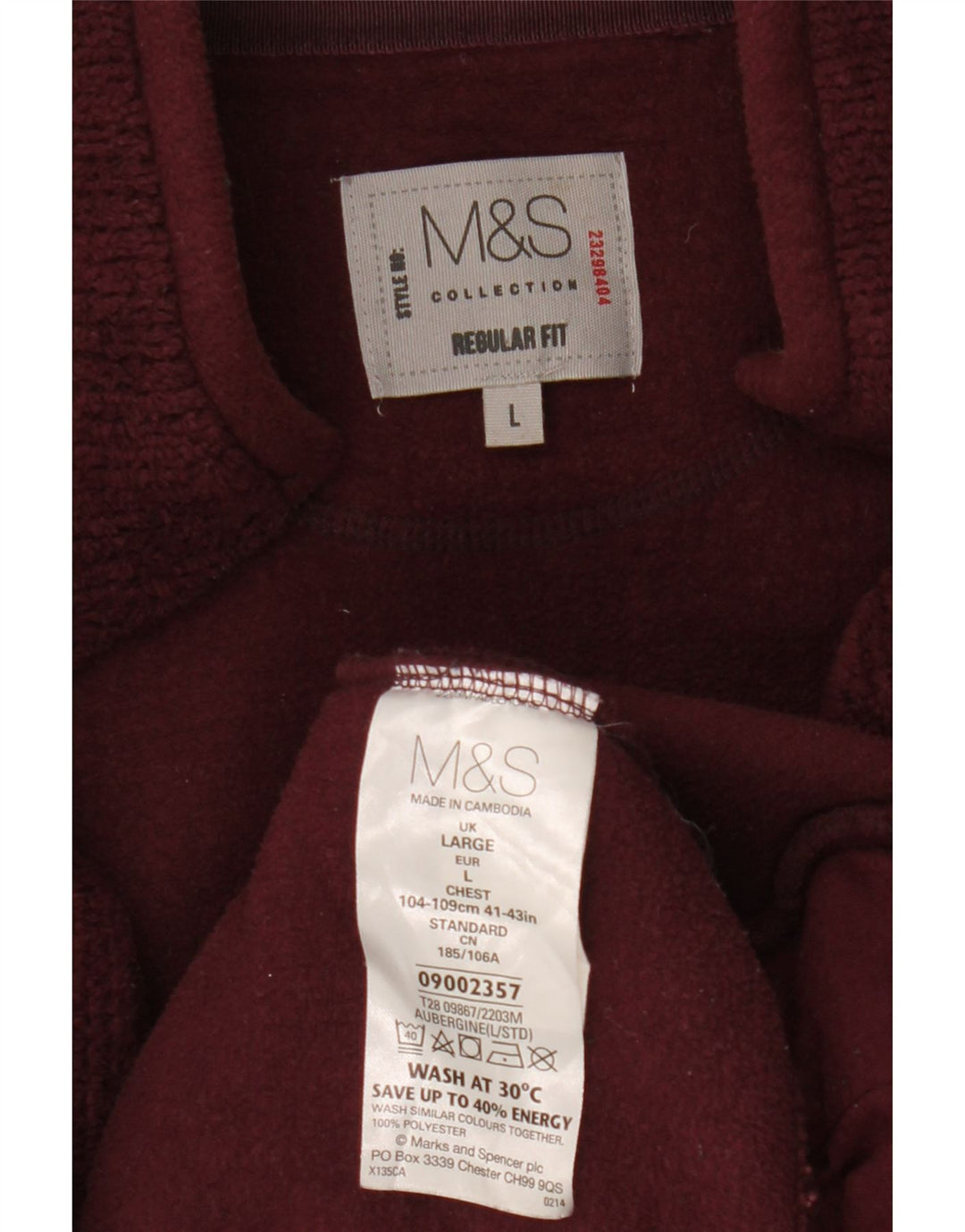 Marks & Spencer Herren-Trainingsanzugoberteil mit normaler Passform, Größe L, Burgunderrot