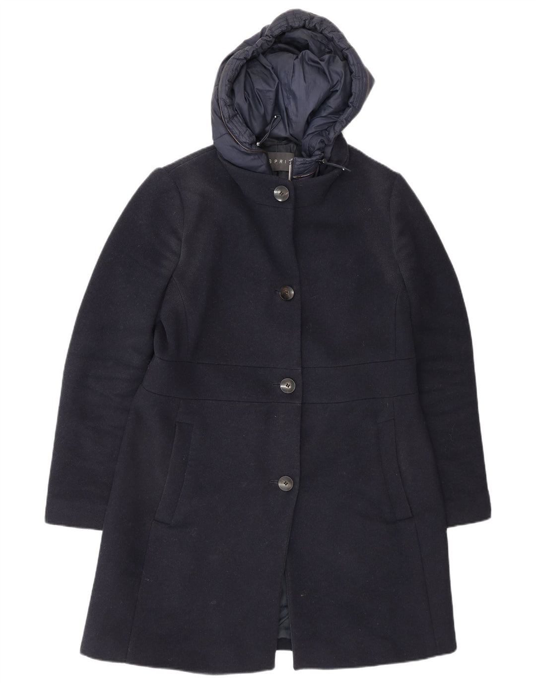 Esprit Damen Kapuzenmantel UK 16 Large Marineblau Polyester