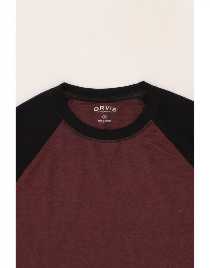 ORVIS Mens T-Shirt Top Medium Burgundy Colourblock Rayon Vintage Orvis and Second-Hand Orvis from Messina Hembry 