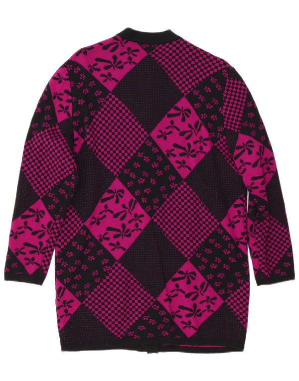 Roccobarocco Damen Longline-Cardigan-Pullover IT 44 Medium Black Floral