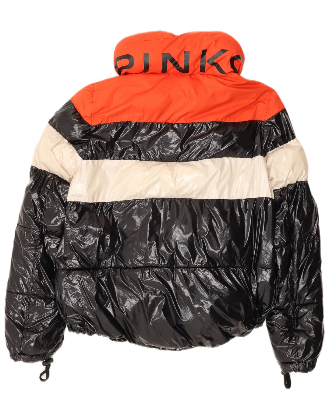 Pinko Womens Graphic Oversized Wattierte Jacke UK 6 XS Schwarz Farbblock