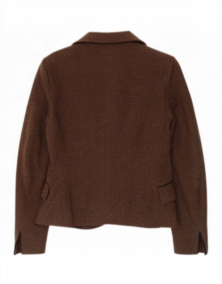 Zara Damen-Blazerjacke mit 1 Knopf, EU 40, mittelbraun geflecktes Acryl