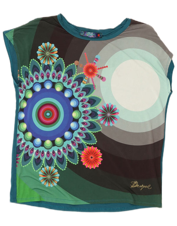Desigual Damen Graphic T-Shirt Top UK 14 Medium Mehrfarbig
