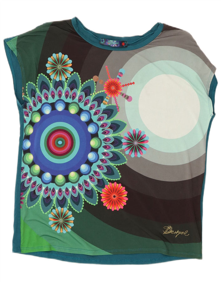 Desigual Damen Graphic T-Shirt Top UK 14 Medium Mehrfarbig