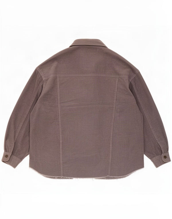 Zara Damen Übergroße Cordjacke UK 16 Große graue Baumwolle