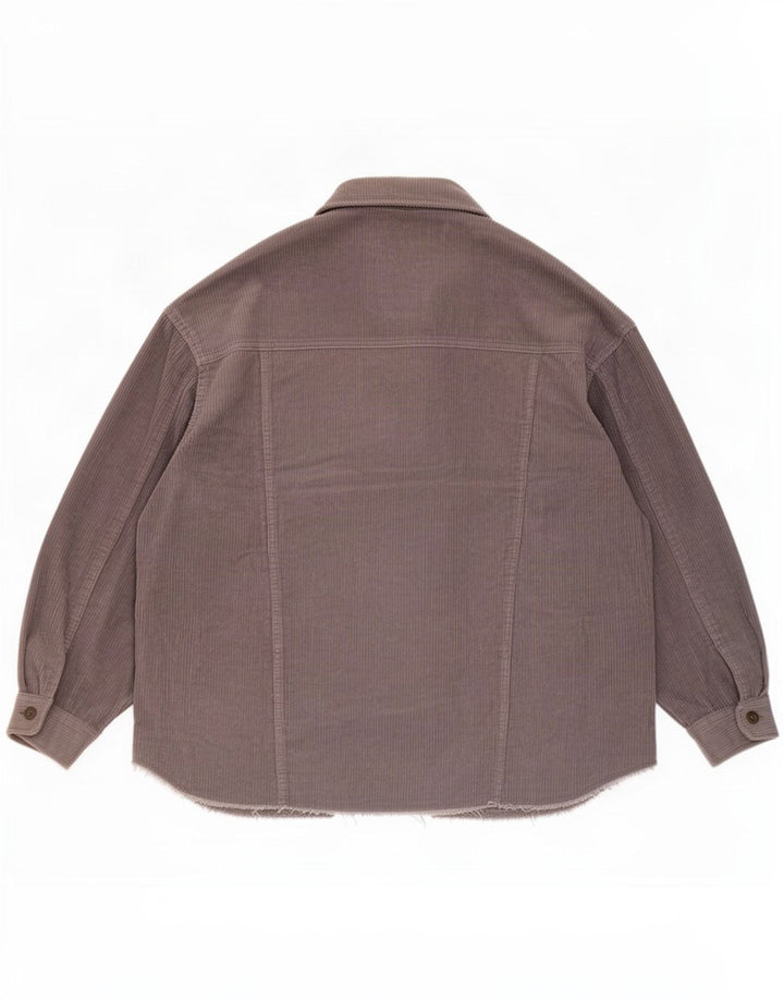 Zara Damen Übergroße Cordjacke UK 16 Große graue Baumwolle
