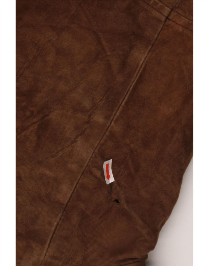 VINTAGE Herren Shearling Zweireihiger Mantel IT 54 2XL Braunes Leder