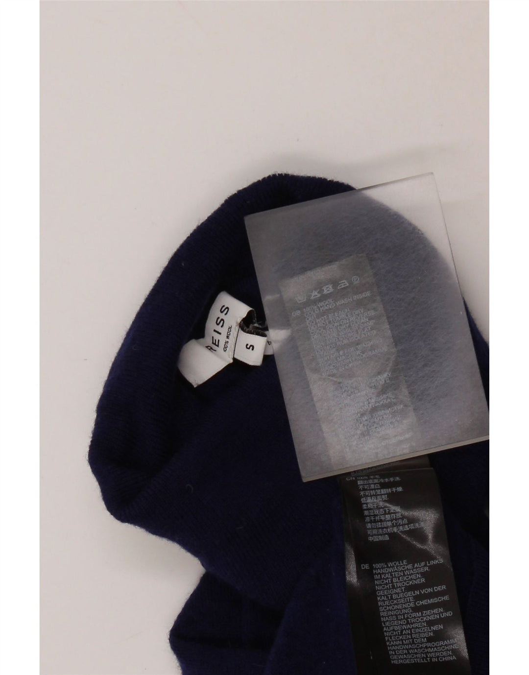 REISS Rollkragenpullover für Damen, UK 8, Größe S, marineblaue Wolle