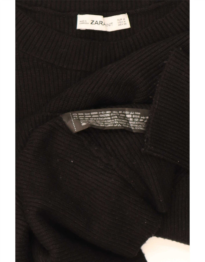 Übergroßer Damen-Pullover mit U-Boot-Ausschnitt von Zara, Gr. 14, mittlere schwarze Viskose