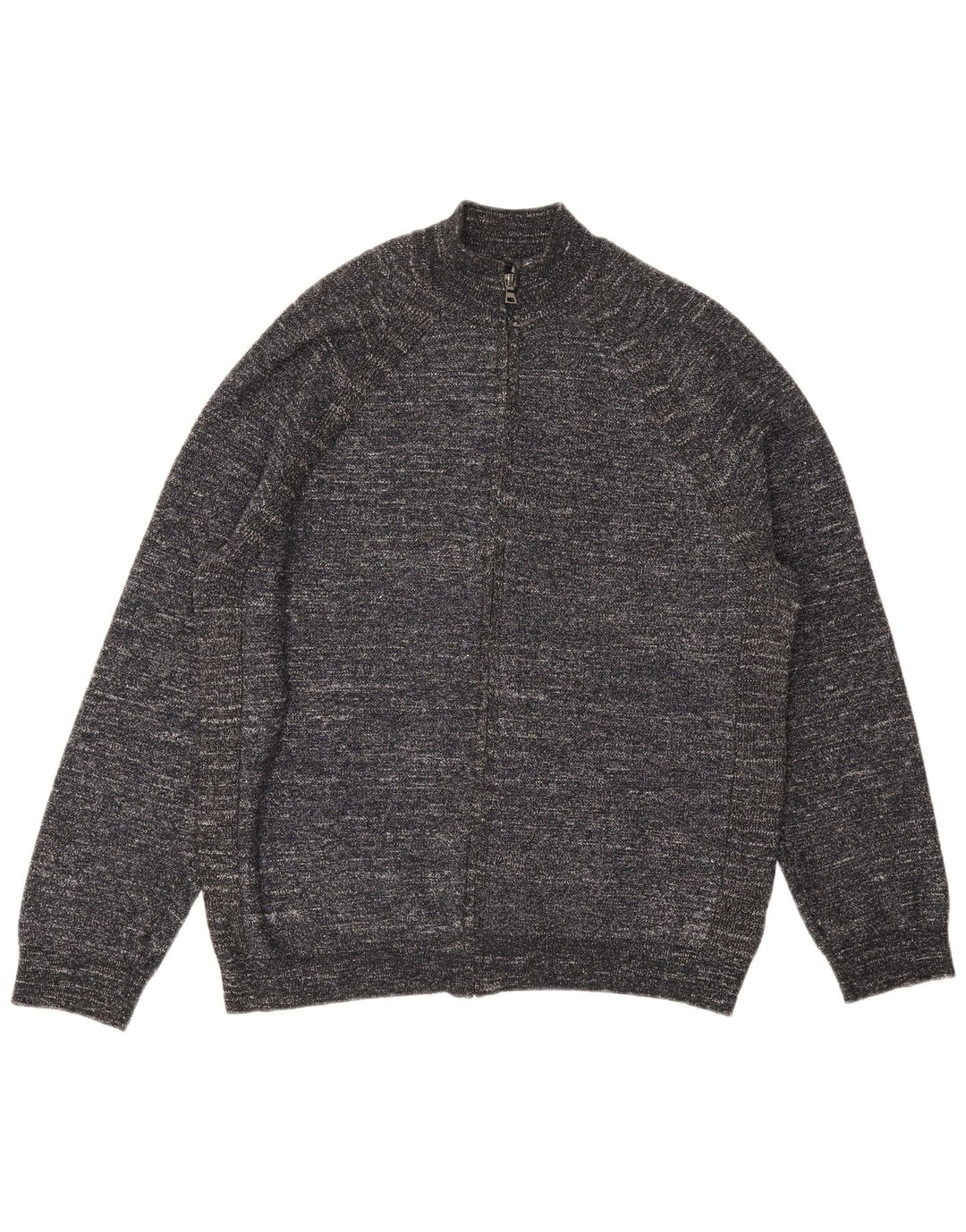 MARKS & SPENCER Herren-Cardigan-Pullover XL Grau meliertes Polyester