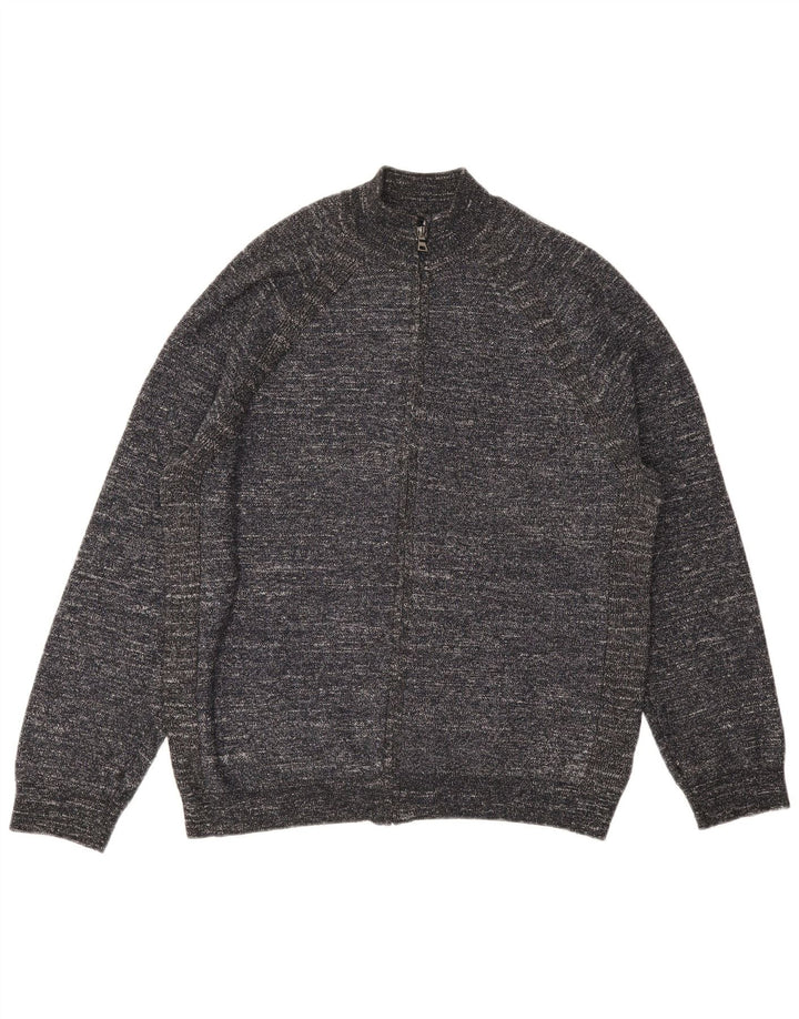 MARKS & SPENCER Herren-Cardigan-Pullover XL Grau meliertes Polyester