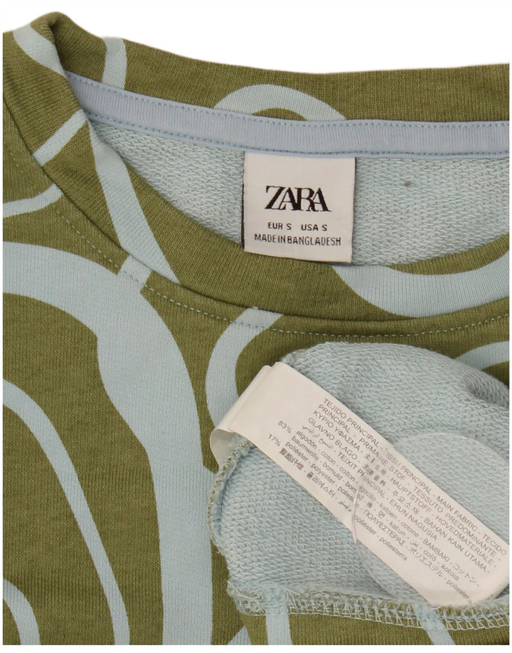Zara Damen-Sweatshirt mit abstraktem Muster, übergroß, Gr. 10, Small Khaki