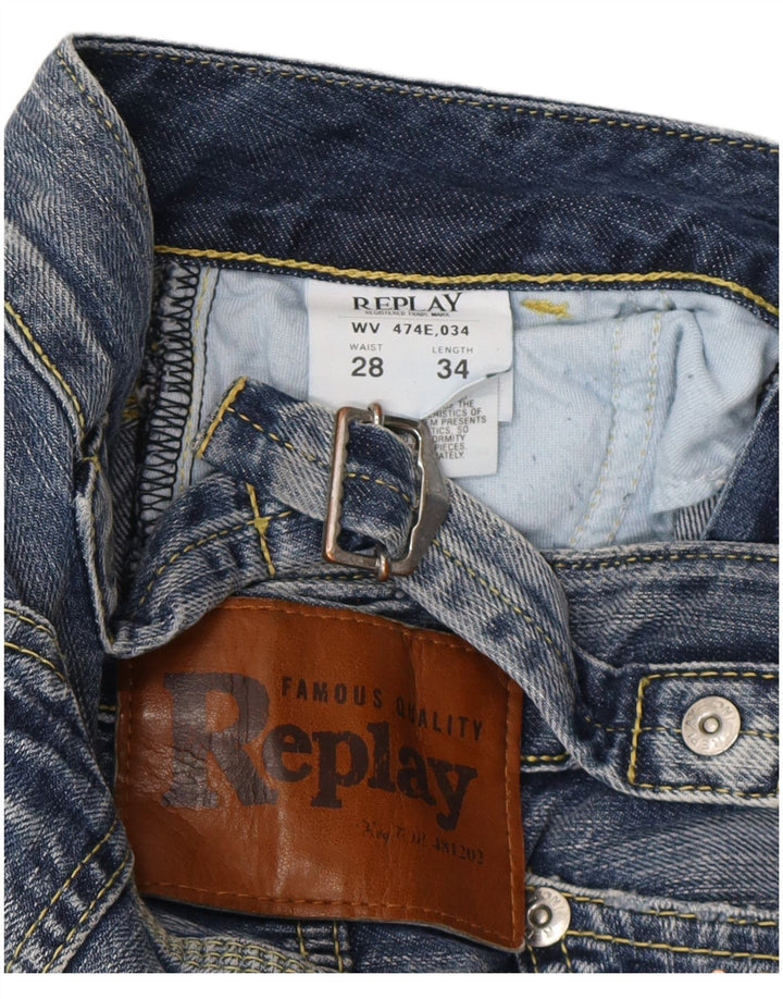 Replay Damen Straight Jeans W28 L34 Blaue Baumwolle