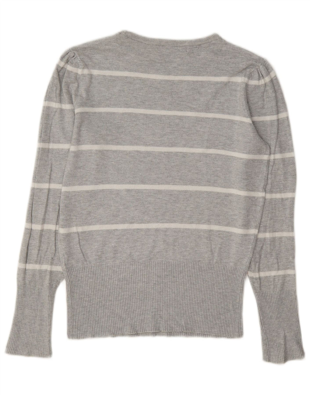 Marks & Spencer Damen-Pullover mit Rundhalsausschnitt, Gr. 8, klein, grau gestreift