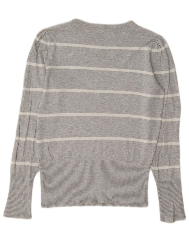 Marks & Spencer Damen-Pullover mit Rundhalsausschnitt, Gr. 8, klein, grau gestreift