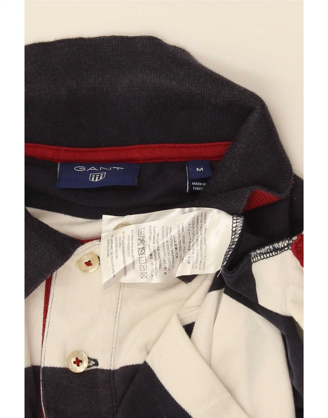 Gant Herren-Rugby-Poloshirt aus mittelblauer, gestreifter Baumwolle