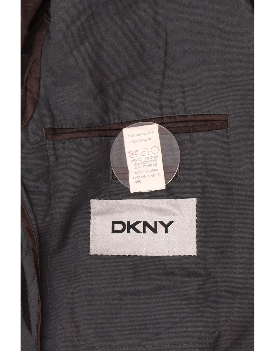 Dkny Herren-Blazer mit 2 Knöpfen, Größe S, Größe 36, Grau, Baumwolle