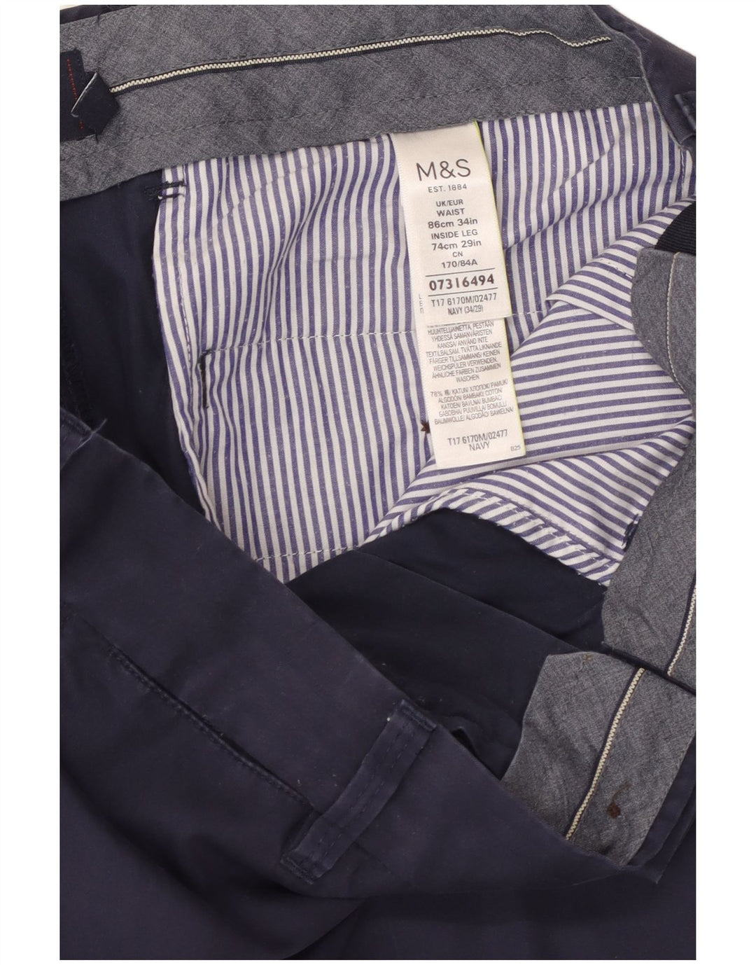 Marks & Spencer Herren-Kurzhose, W34, L25, Marineblau, Baumwolle