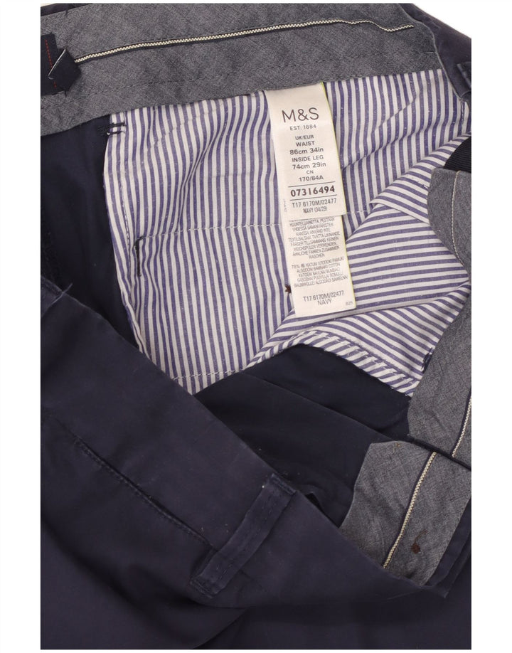 Marks & Spencer Herren-Kurzhose, W34, L25, Marineblau, Baumwolle