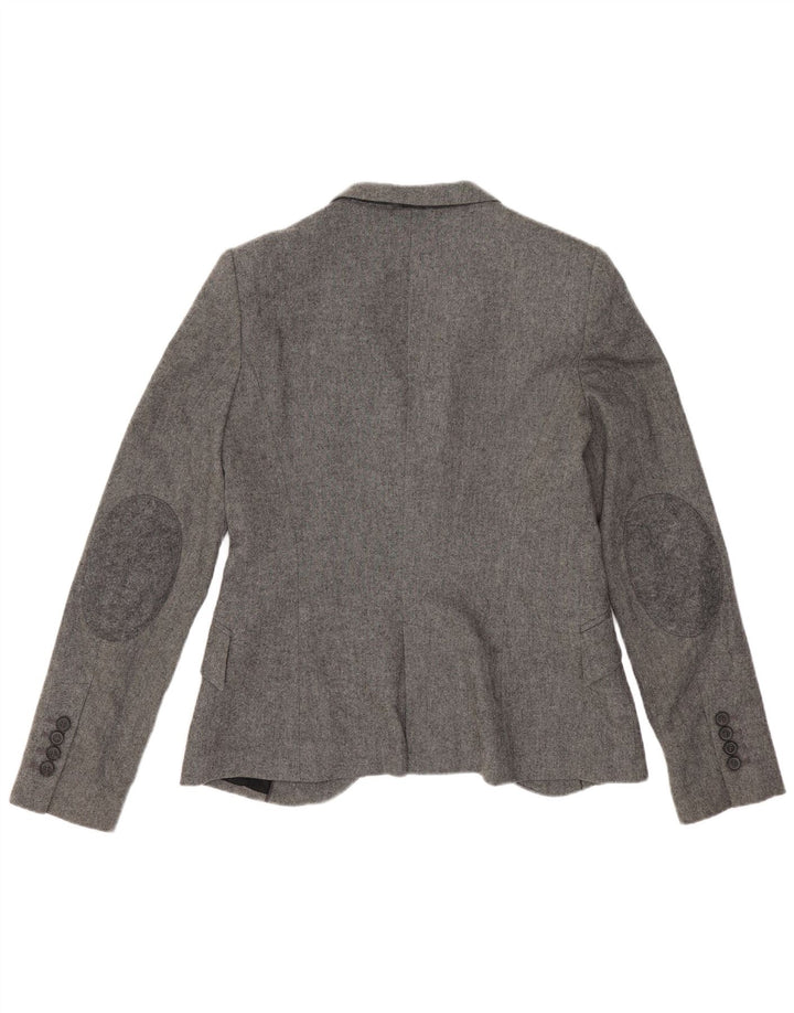 Zara Damen 1-Knopf-Blazerjacke UK 12 Mittelgraue Viskose
