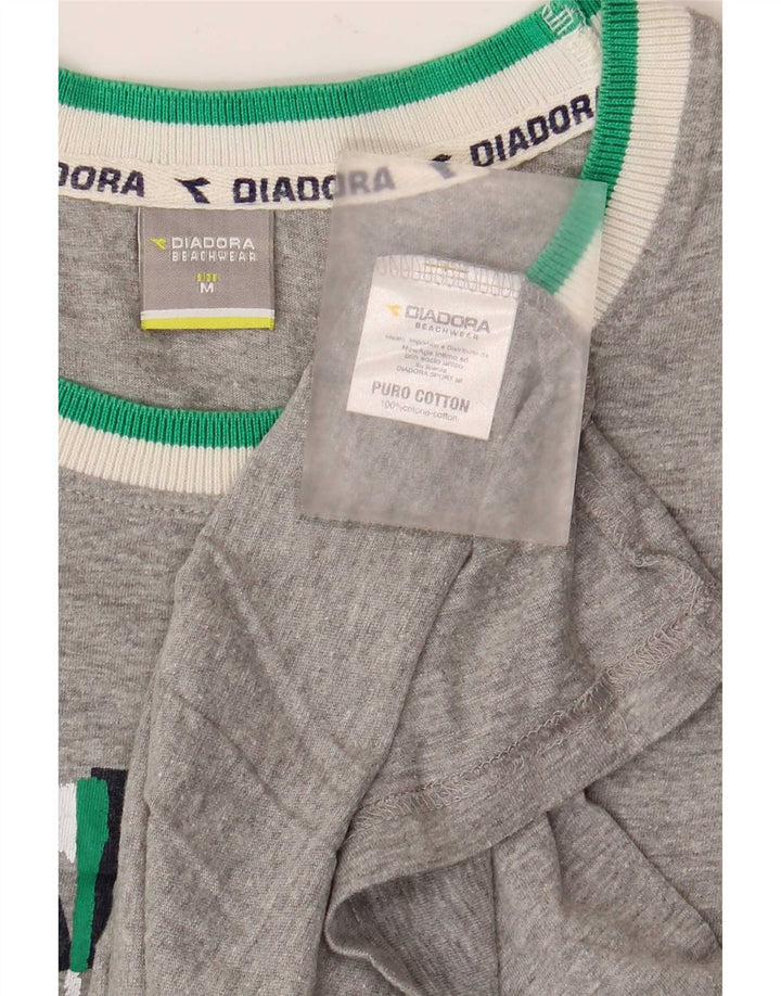 Diadora Herren-Weste mit Grafik, mittelgraue Colourblock-Baumwolle