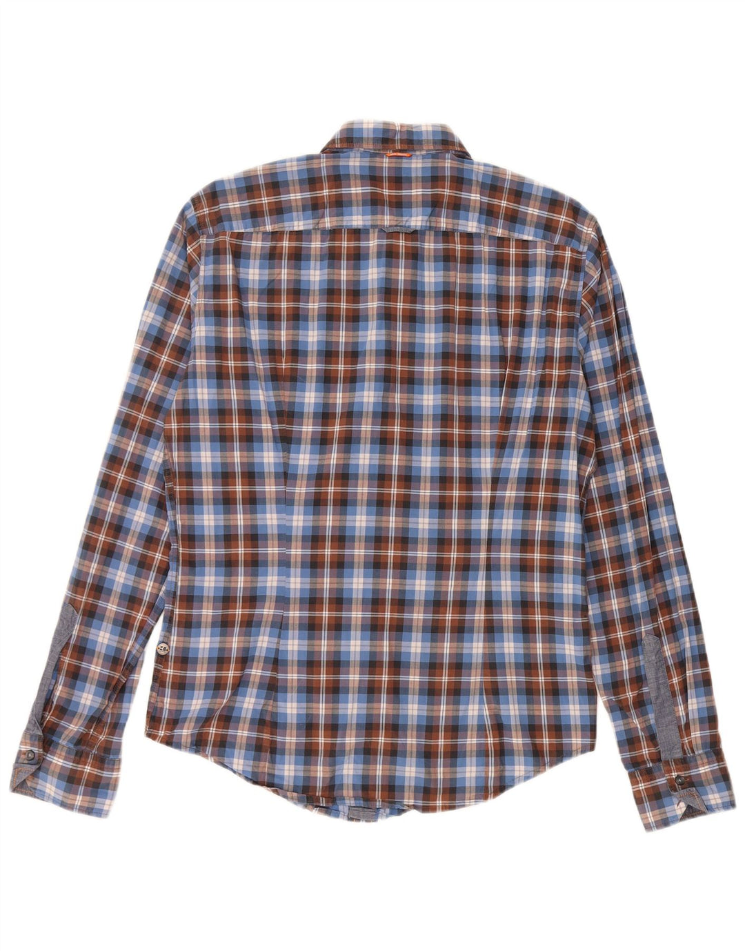 HUGO BOSS Herrenhemd aus mittelblau karierter Baumwolle