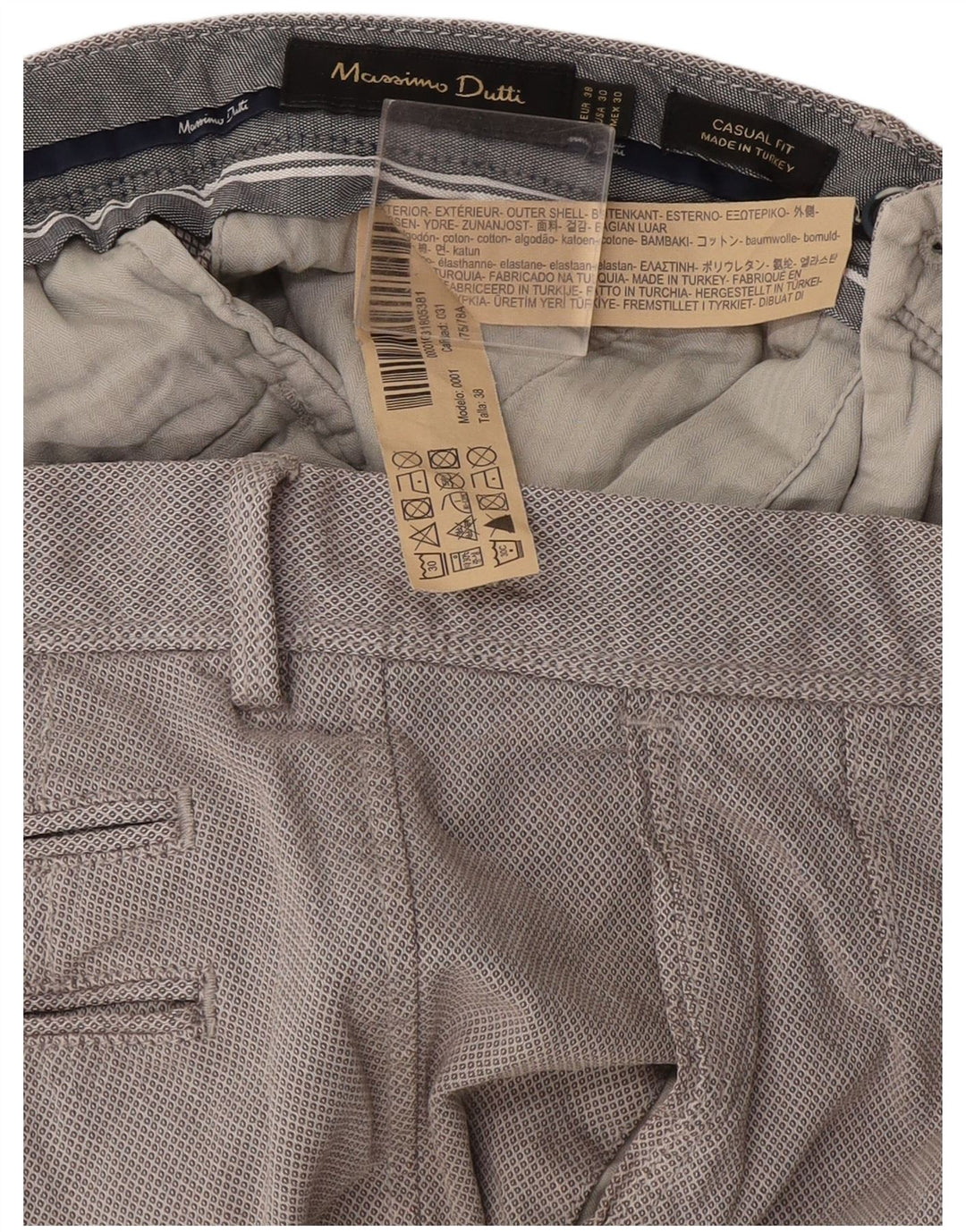 Massimo Dutti Herren Chinohose EU 38 Small W30 L29 Grau Argyle/Diamant
