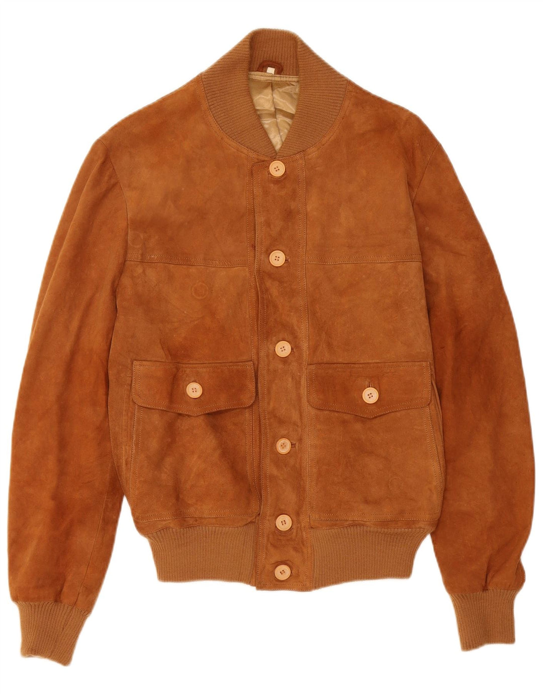 VINTAGE Herren Wildleder Bomberjacke UK 38 Mittelbraun