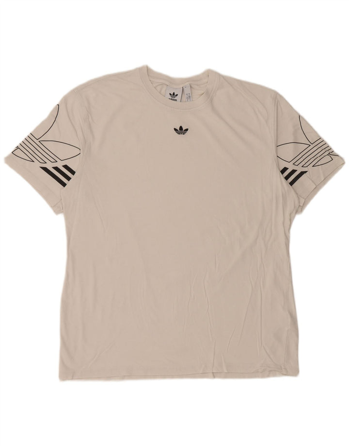 Adidas Herren T-Shirt mit Grafik, groß, aus weißer Baumwolle