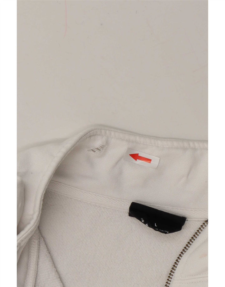 Champion Herren-Sweatshirt mit Reißverschluss am Hals, groß, aus weißer Baumwolle