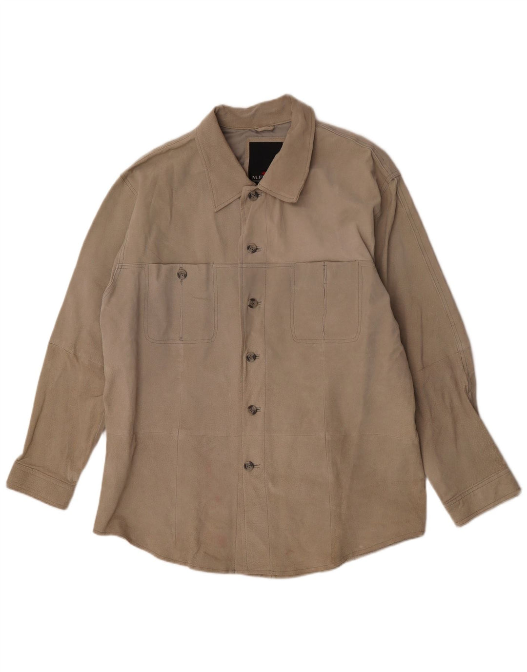 M. Flues Herren Overshirt Wildlederhemd Großes Beige Leder