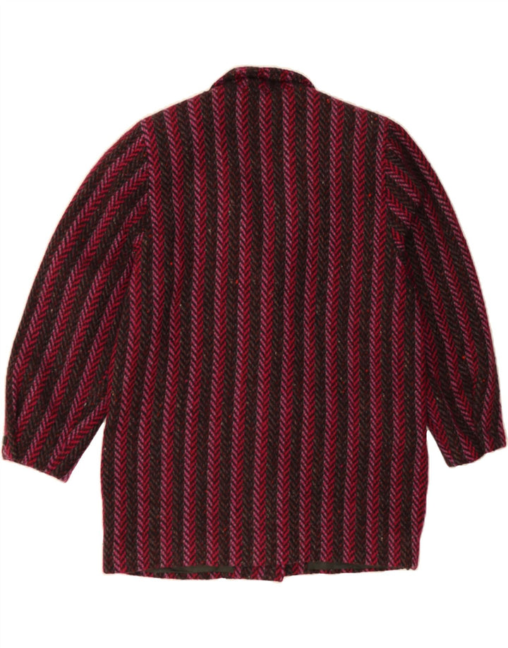 VINTAGE Womens Overcoat UK 18 XL Red Striped Vintage Vintage and Second-Hand Vintage from Messina Hembry 