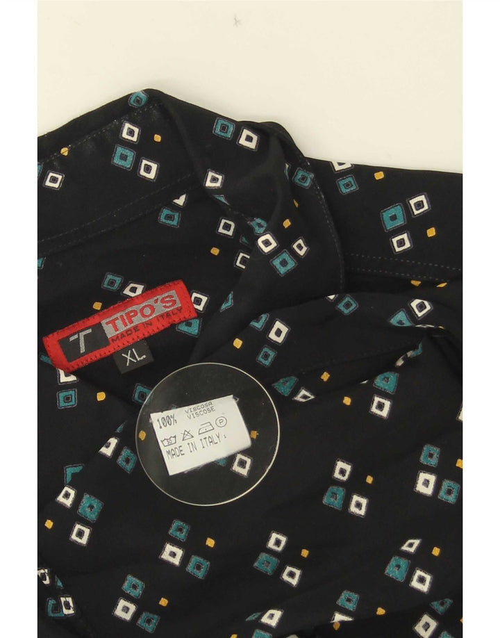 Tipo' S Herren Kurzarmhemd XL Schwarz Geometrisch Viskose