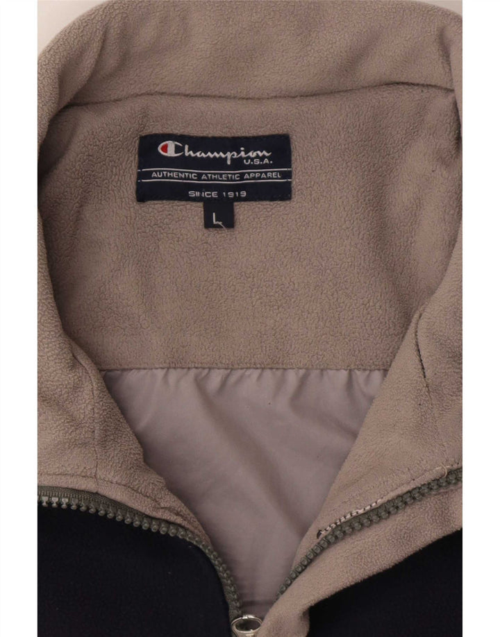 Champion Herren Fleecejacke UK 40 Large Marineblau Colourblock Polyester