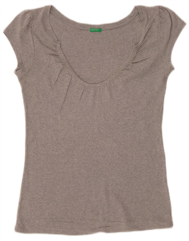Benetton Damen T-Shirt Top UK 12 Mittelgrau
