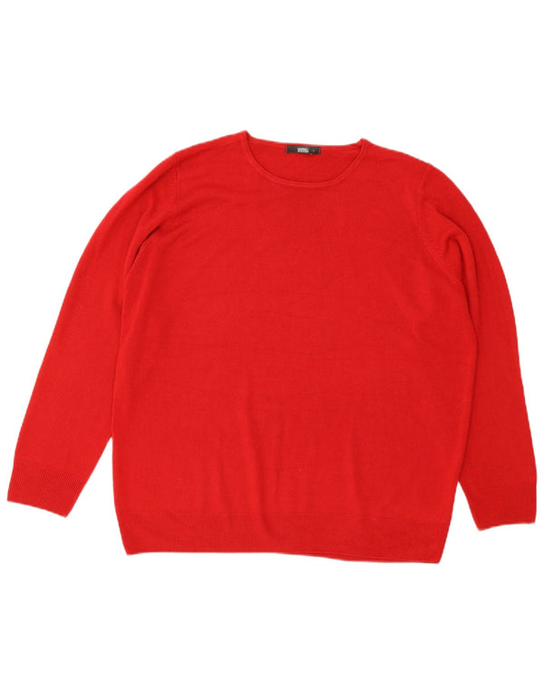 Marks & Spencer Damen-Pullover mit Rundhalsausschnitt, UK 20 2XL, rotes Acryl