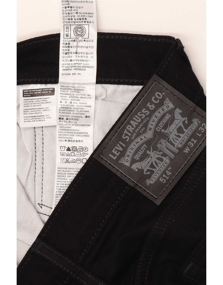 Levi's Herren 514 Straight Jeans W31 L32 Schwarze Baumwolle