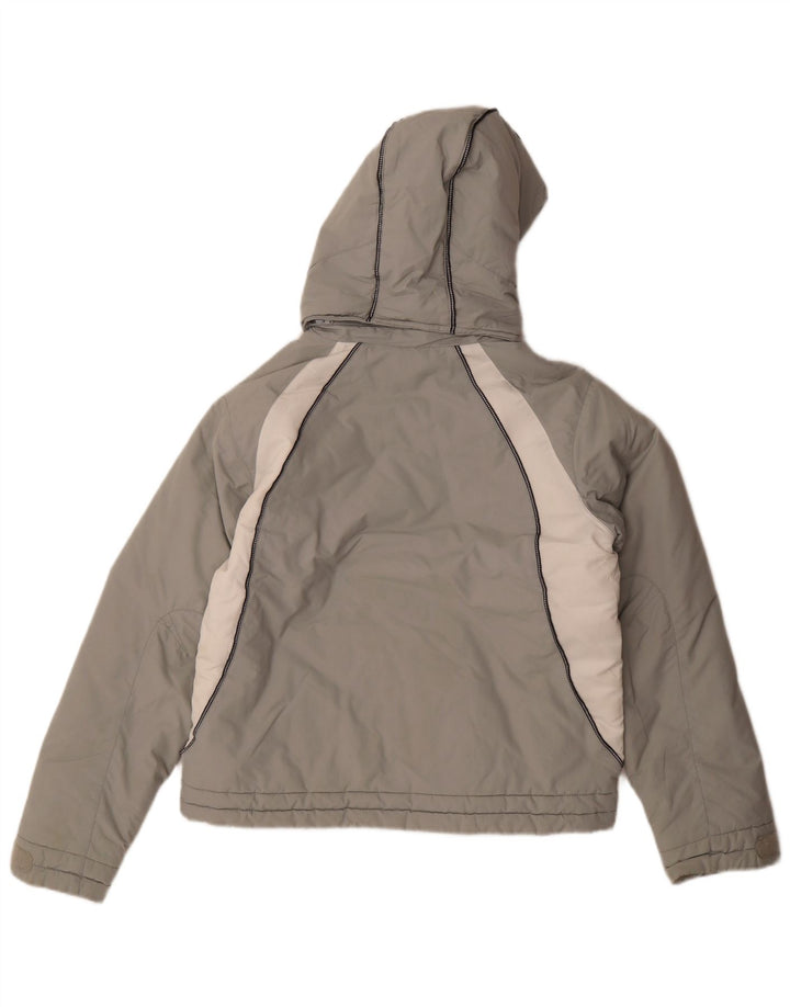 Adidas Damen-Jacke mit Kapuze, gepolstert, UK 10/12, Mittelgrau, Farbblock
