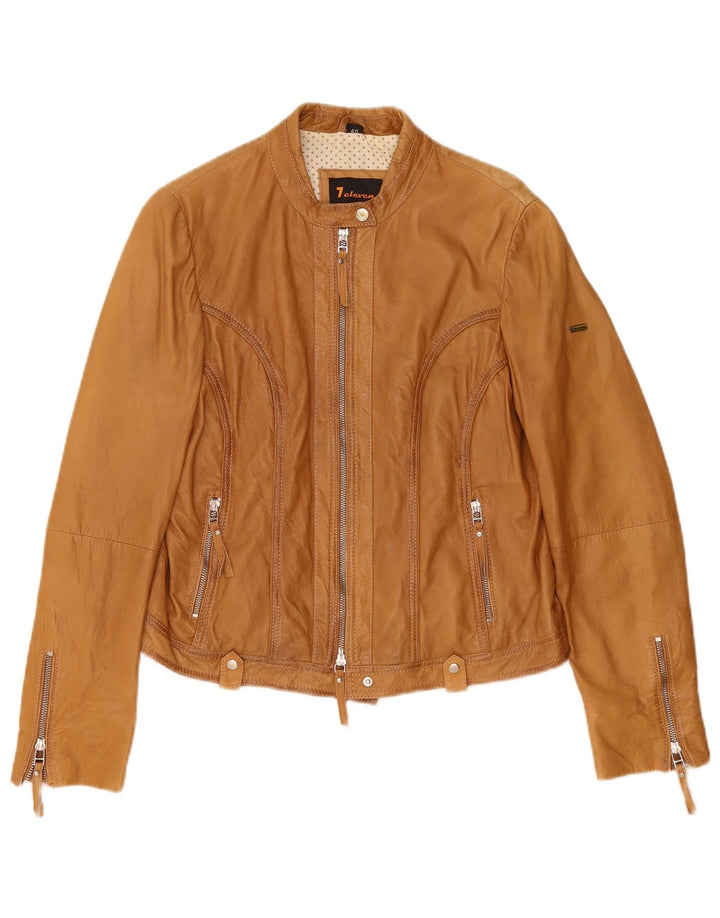 Vintage Damen Biker Lederjacke EU 40 Medium Beige