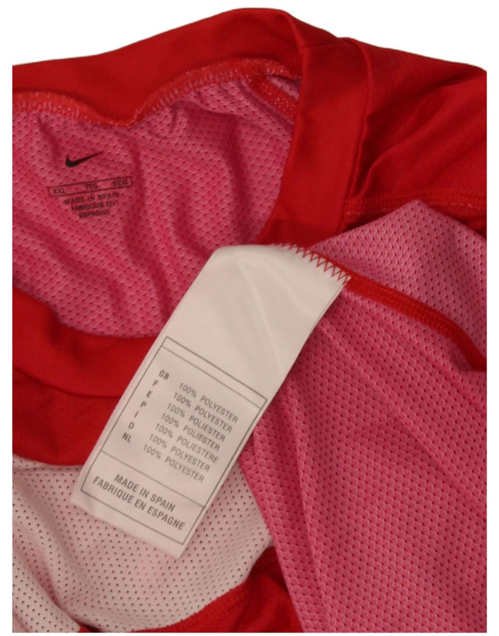 Nike Herren Grafik-Oberteil, langärmelig, 2XL, rotes Farbblock-Polyester