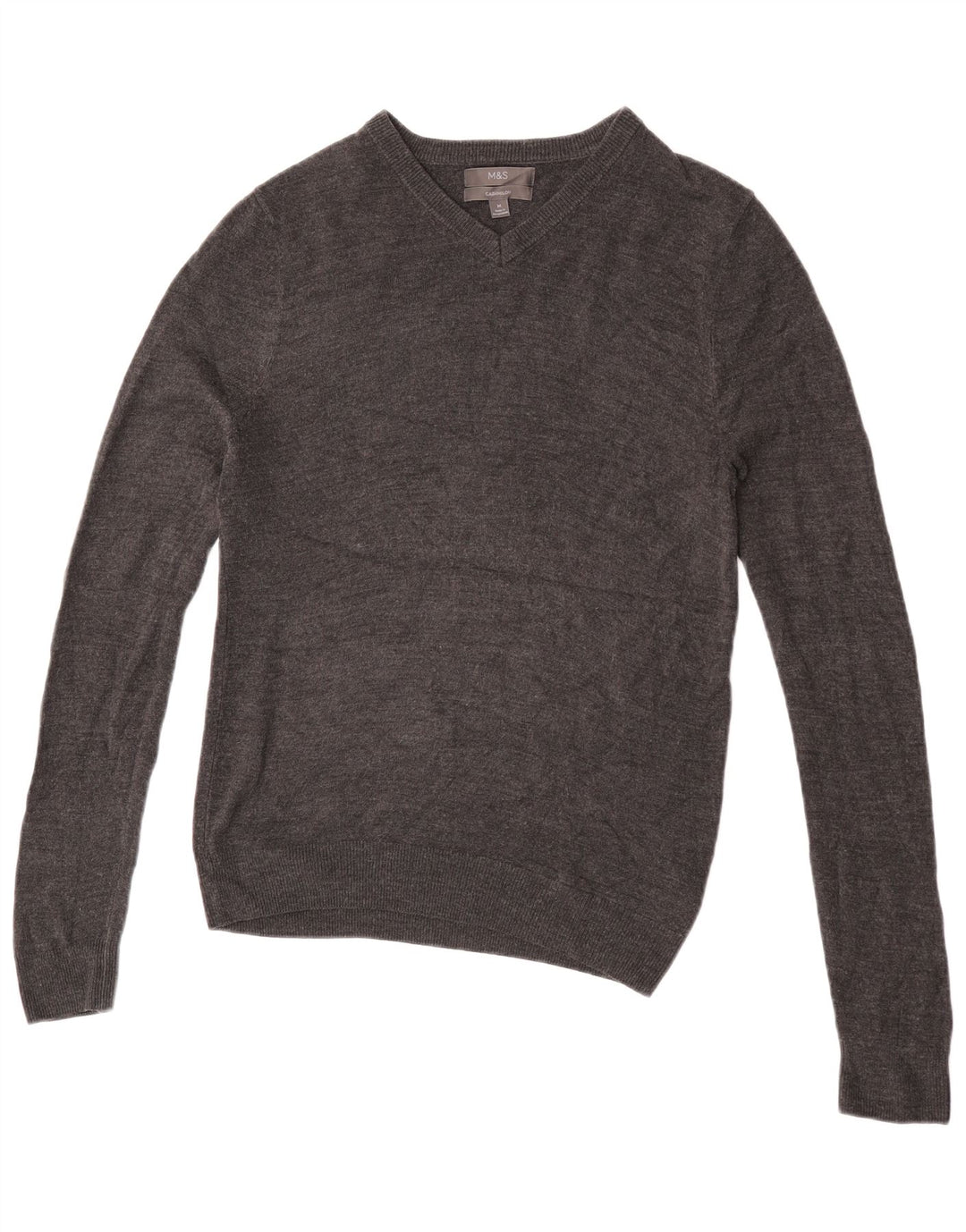 Marks & SPENCER Herren-Pullover mit V-Ausschnitt, mittelgraues Acryl
