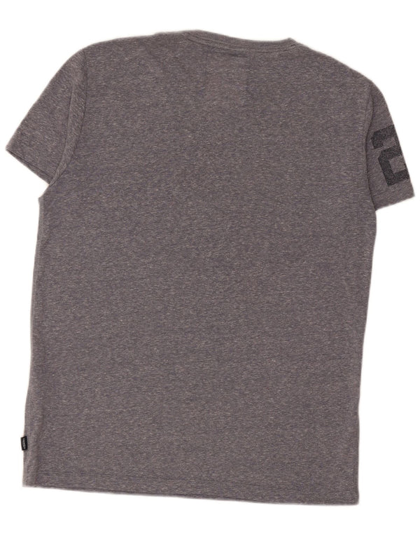 SUPERDRY Mens Graphic T-Shirt Top Large Grey Flecked Cotton