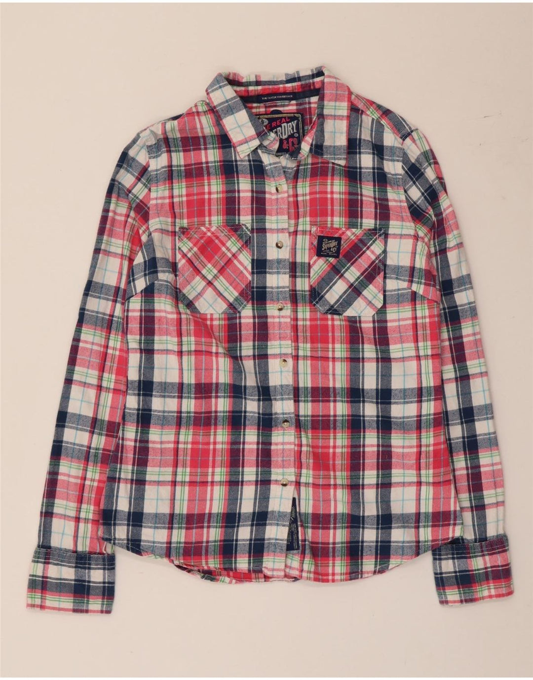 Superdry Damen-Flanellhemd mit klassischer Passform, Größe M, Mehrfarbig, UK 12, Baumwolle