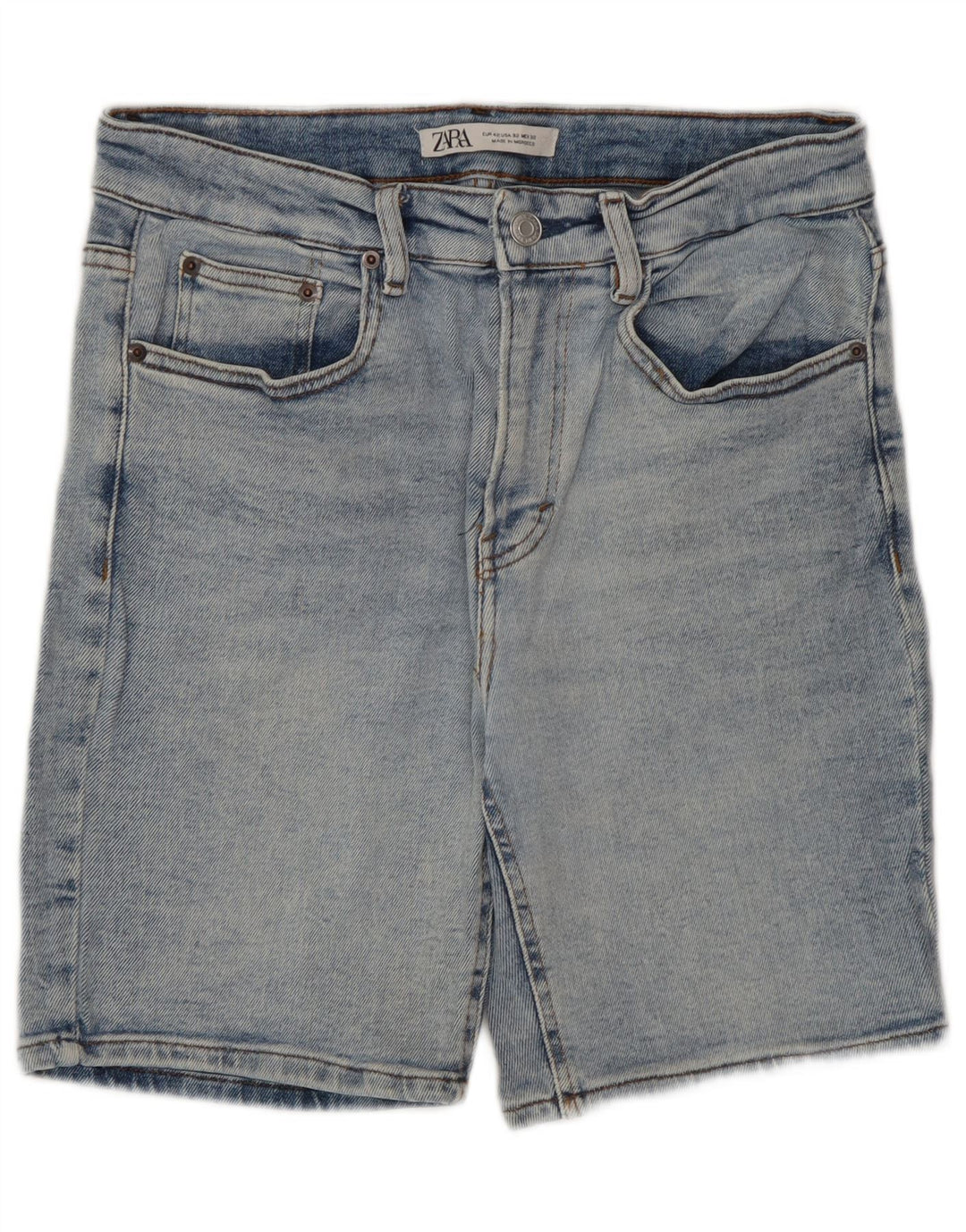 Zara Herren Jeansshorts EU 42 Large W32 Blaue Baumwolle