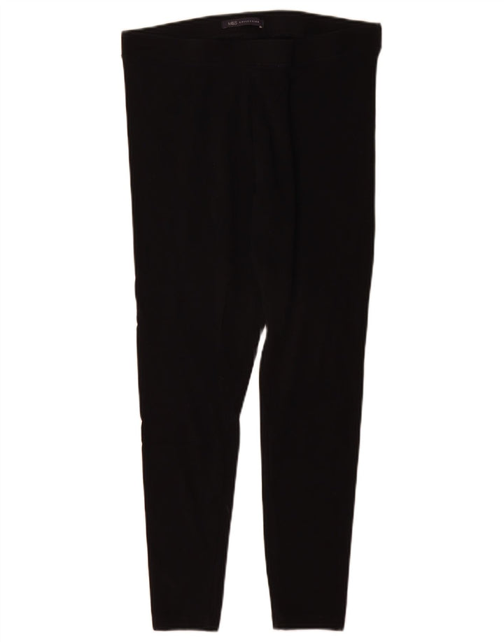 Marks & Spencer Damen Crop Leggings UK 12 Mittelschwarze Baumwolle