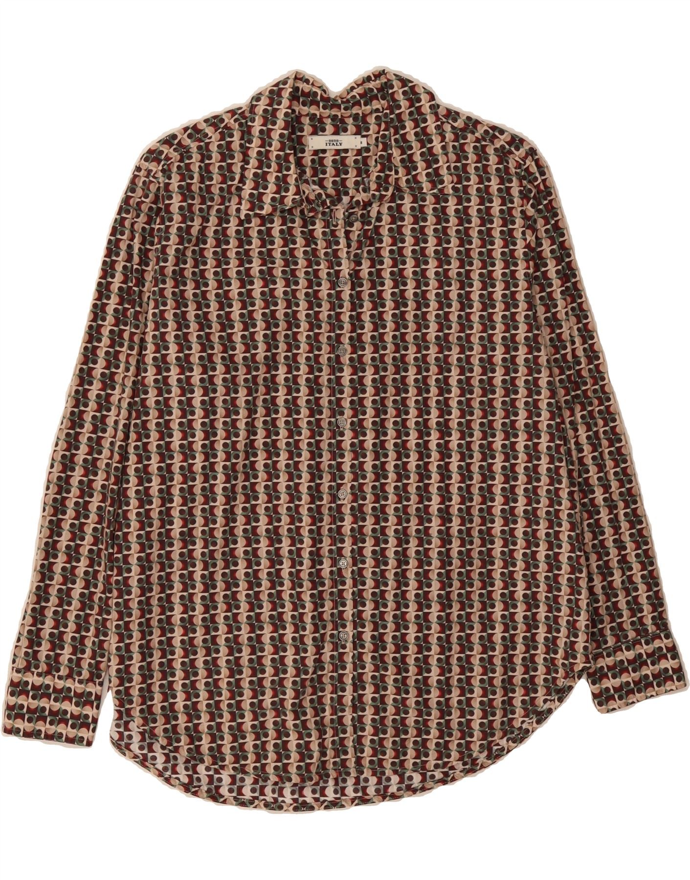 0039 ITALY Womens Shirt UK 14 Medium Multicoloured Geometric Cotton Vintage 0039 Italy and Second-Hand 0039 Italy from Messina Hembry 