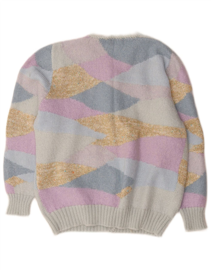 Vintage Damen Cardigan Pullover UK 14 Medium Mehrfarbige Neuheit