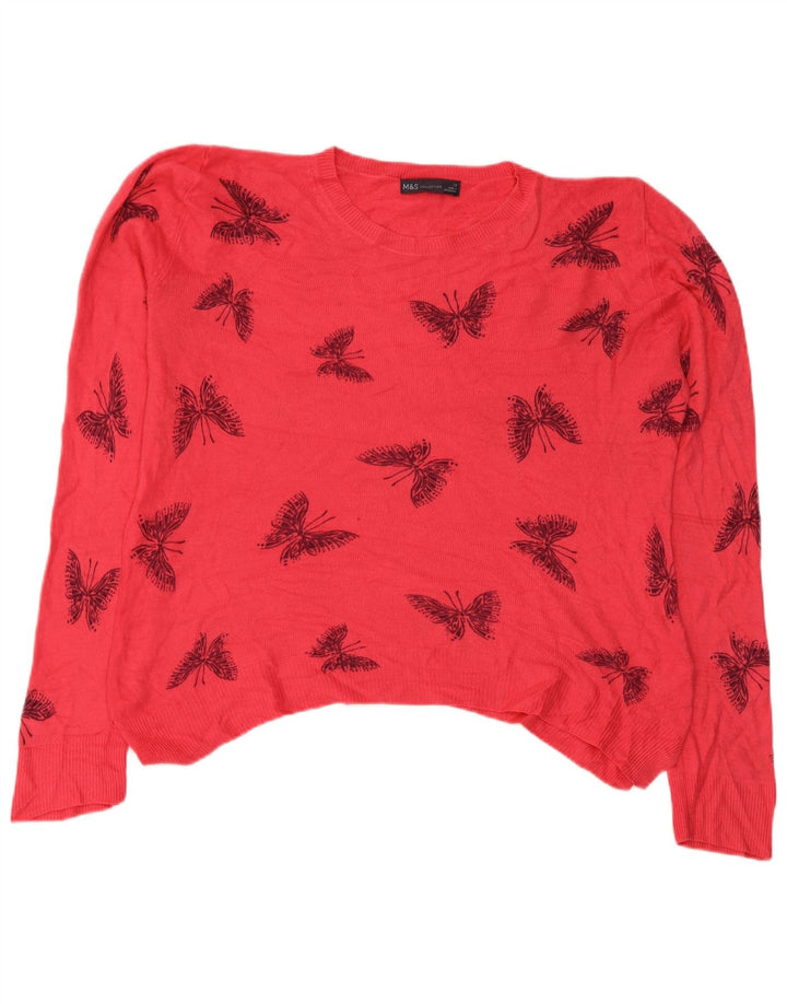 Marks & Spencer Damen-Pullover mit Rundhalsausschnitt, Gr. 12, mittelrosa Schmetterling