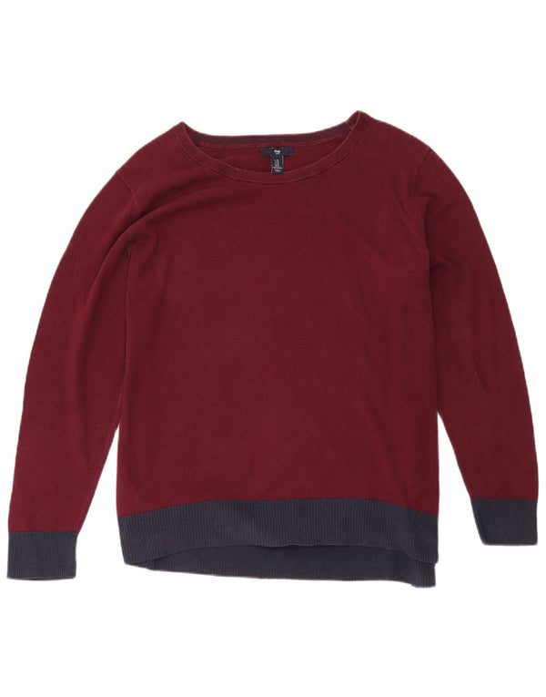 Gap Damen-Pullover mit U-Boot-Ausschnitt, UK 18, XL, Burgunderrot, Colourblock-Baumwolle